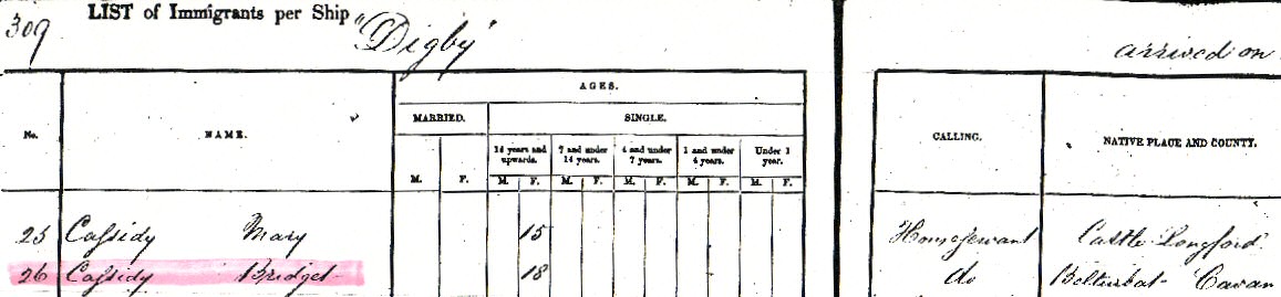 Cassidy
                  Shipping Record